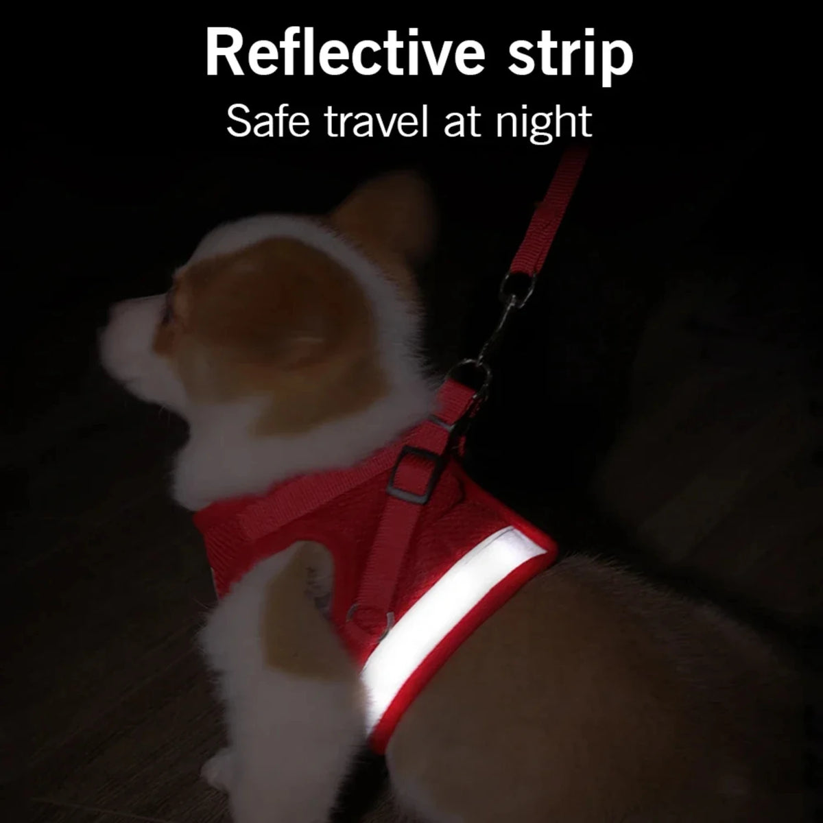 Adjustable Reflective Mesh Dog Harness Vest With Leash