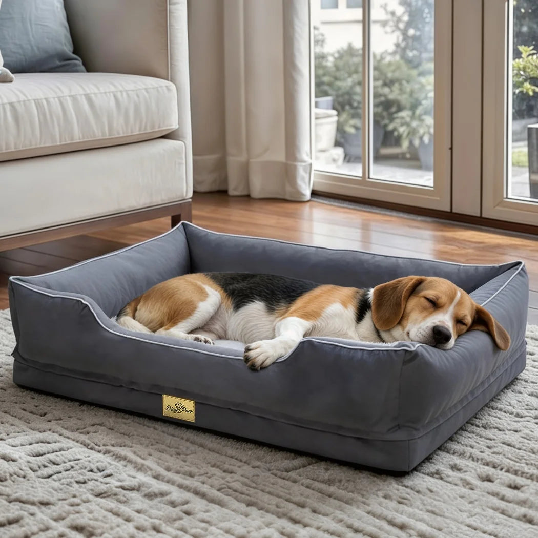 BORWART Orthopedic Dog Bed Soft Bolster Support For Calming Comfort