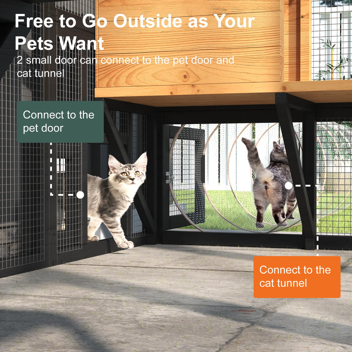 Outdoor Cat Catio Enclosure With Waterproof Cover And Resting Platforms