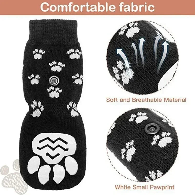 Comfortable Adjustable Non Slip Dog Socks for Indoor Paw Protection