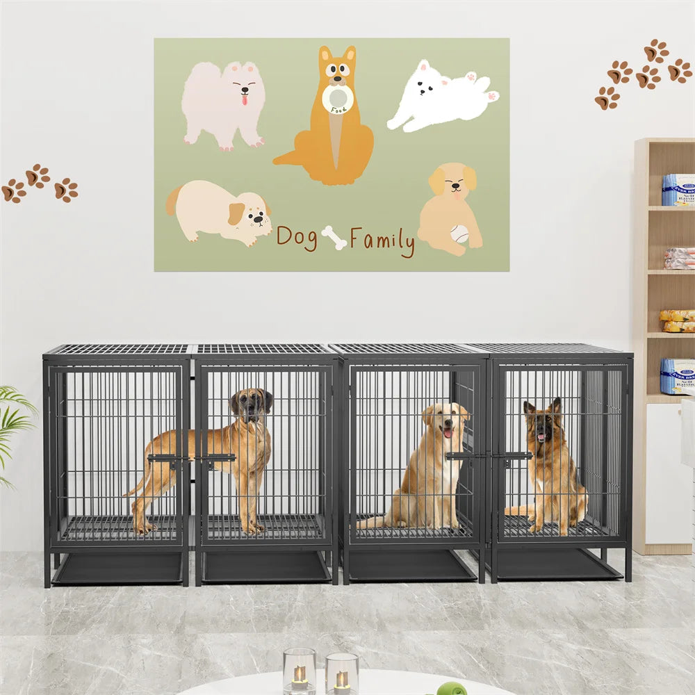 BORWART Heavy Duty Metal Dog Crate With Removable Divider Panel
