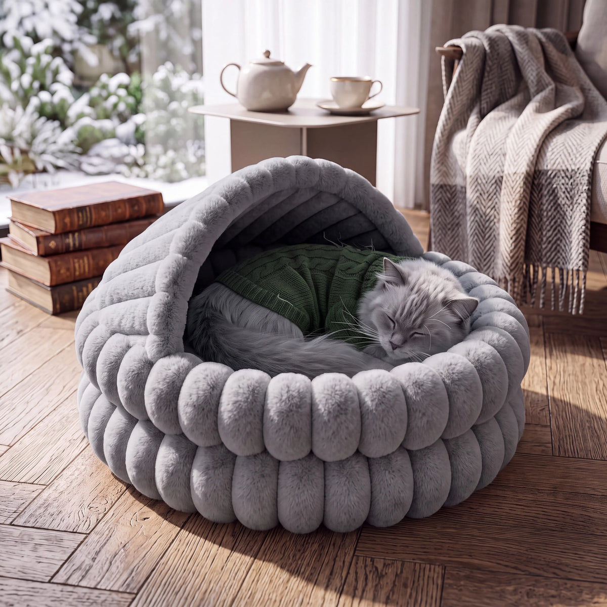 EliteZ Hooded Cat Cave Bed With Cozy Enclosed Hideaway