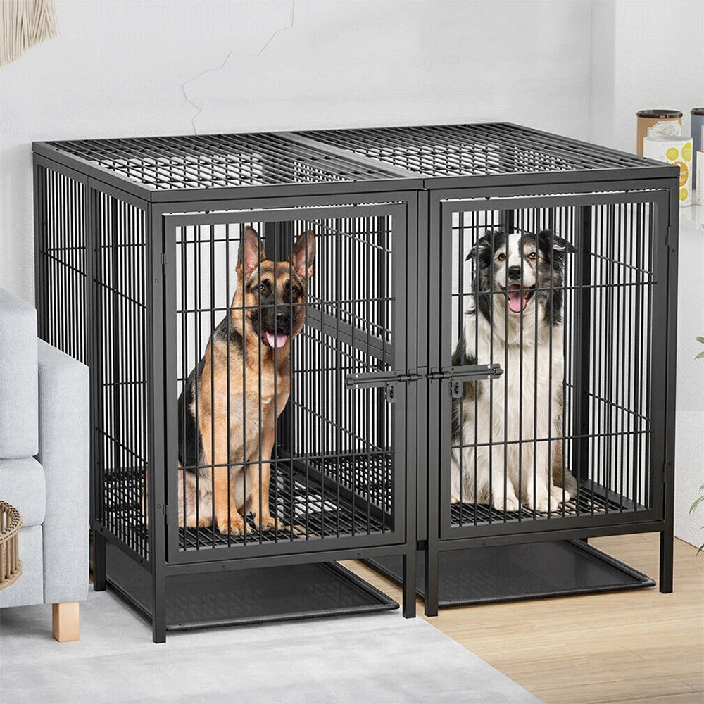 BORWART Heavy Duty Metal Dog Crate With Removable Divider Panel