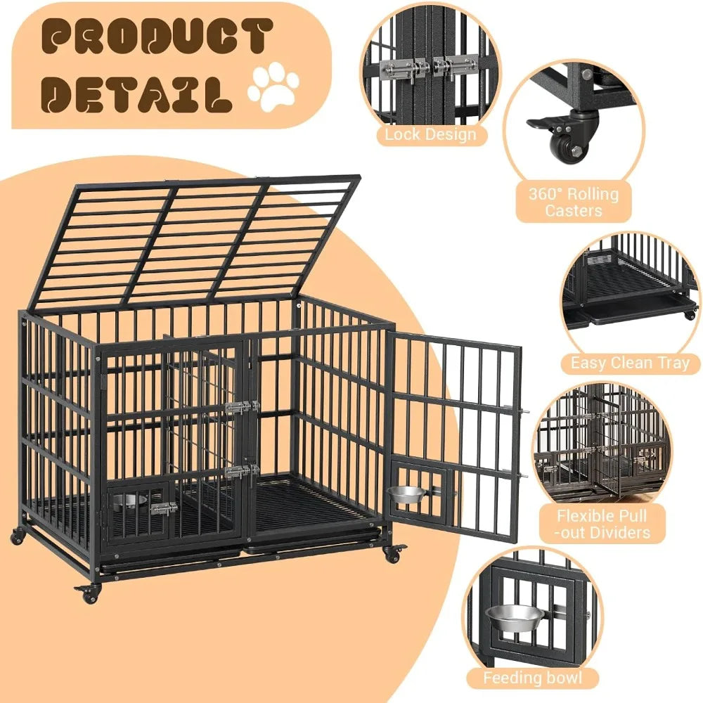 Garvee Heavy Duty Metal Dog Crate With Removable Tray