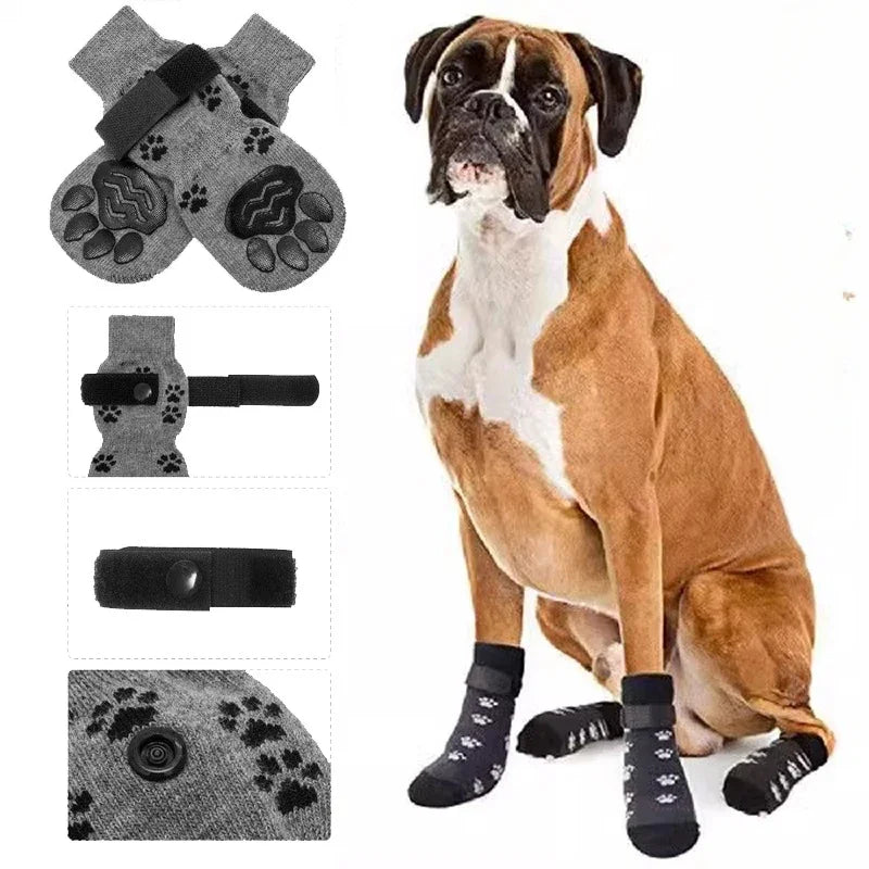 Comfortable Adjustable Non Slip Dog Socks for Indoor Paw Protection