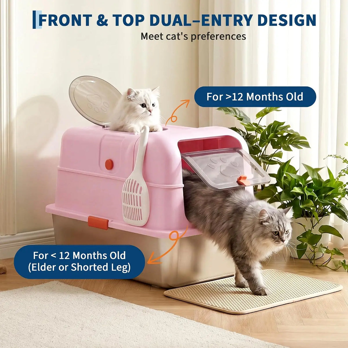 HiMISS Enclosed Stainless Steel Cat Litter Box With Leakproof Design