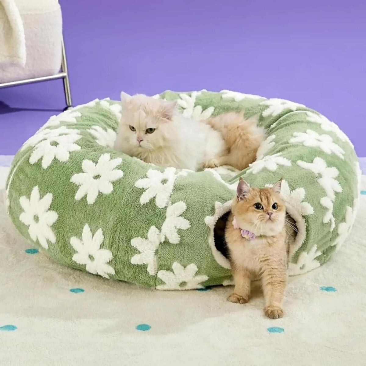 Plush Flower Design Foldable Dachshund Tunnel Bed For Dogs