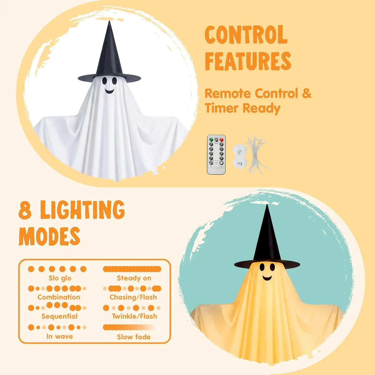 Joyfy Halloween Ghost and Dog Decorations With LED Lights