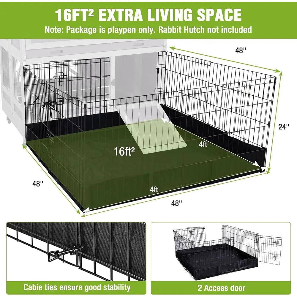 Portable Small Animal Playpen With Waterproof Liner For Rabbits