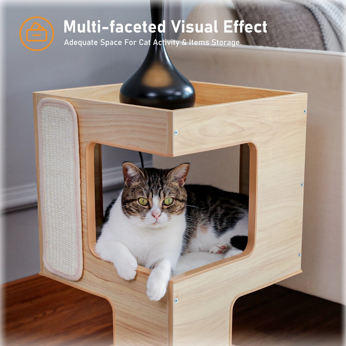 PAWZ Road Wooden Cat Condo With Removable Mats Scratching Pad