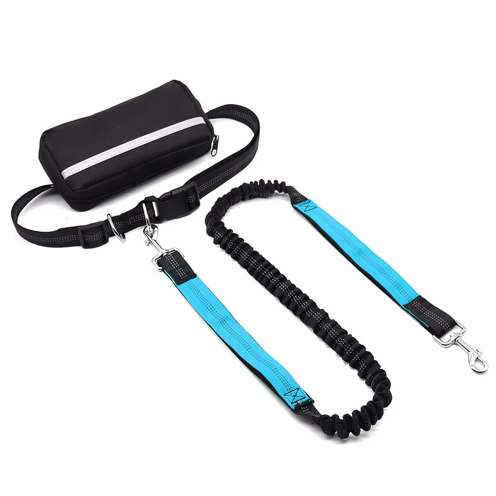 Hands Free Dog Leash With Waist Belt And Zipper Pouch