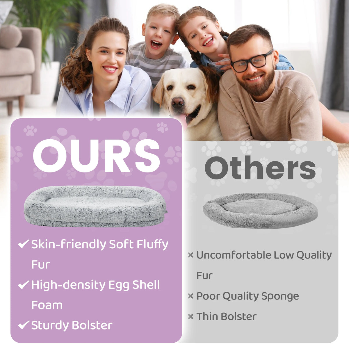 Orthopedic Human Dog Bed With Removable Machine Washable Cover