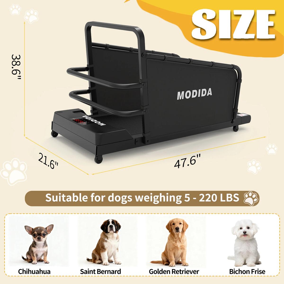 MODIDA Indoor Dog Treadmill for Adjustable Speed Home Exercise