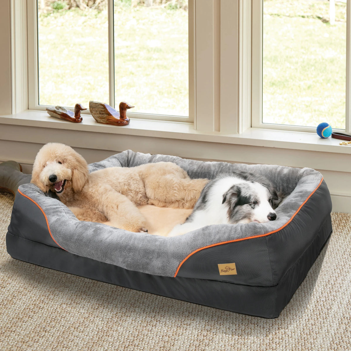 BINGOPAW Washable Waterproof Foam Dog Bed With Removable Fleece Cover