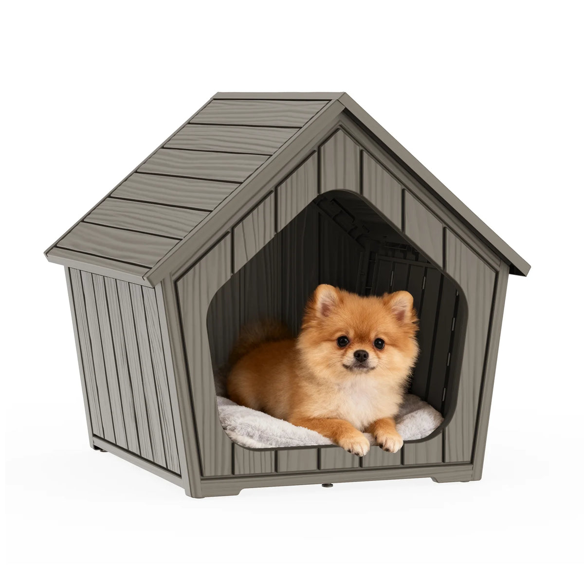 Waterproof Plastic Dog House With Ventilated Gable Roof for Outdoor Use