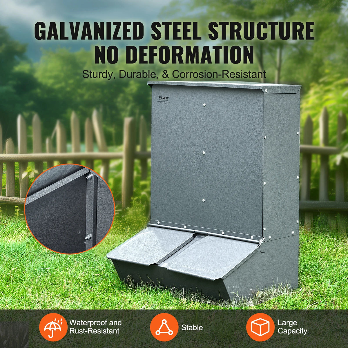 SucceBuy Heavy Duty Galvanized Steel Hog Feeder for Livestock
