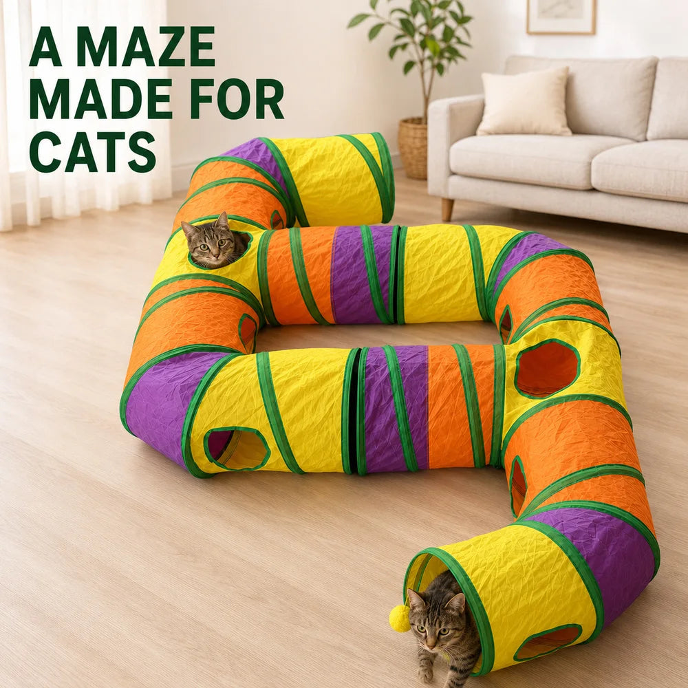 Zoe Connectable Cat Tunnel Maze With Peek Holes And Toys