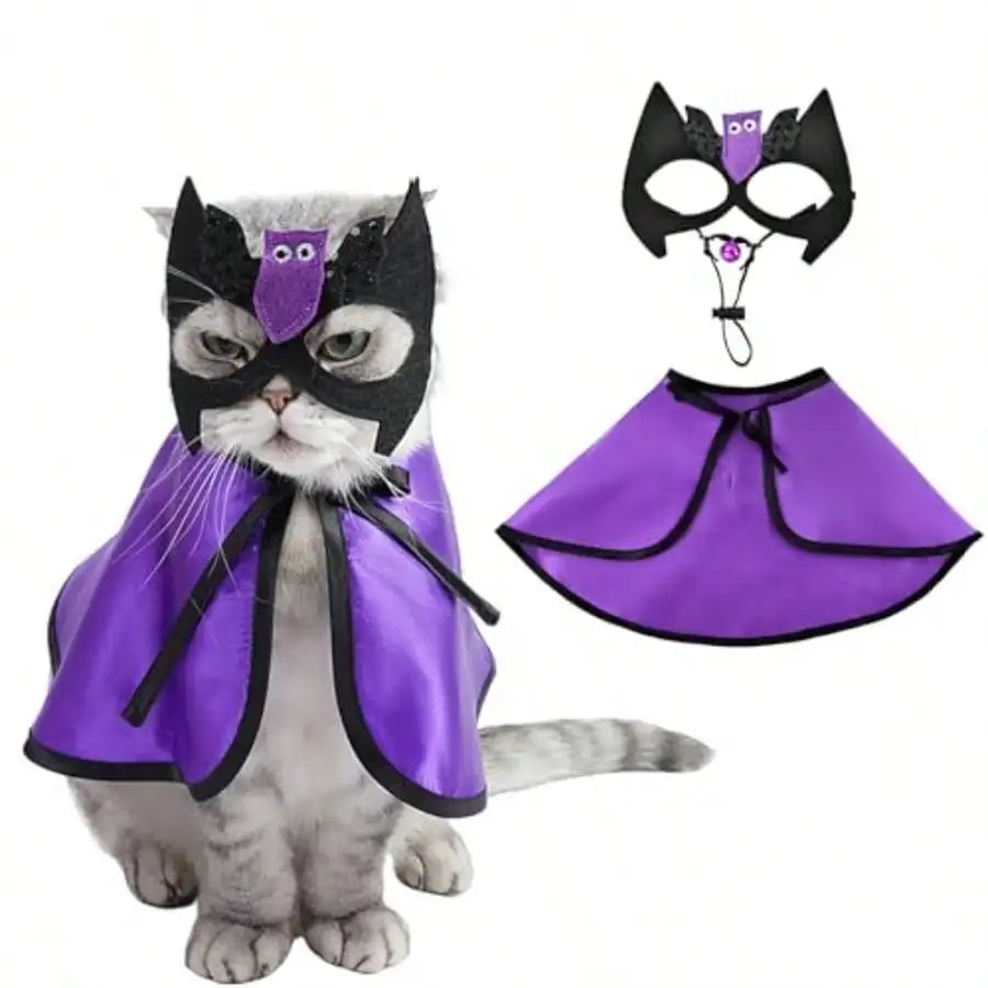 Halloween Vampire Cape Costume With Bat Mask For Pets