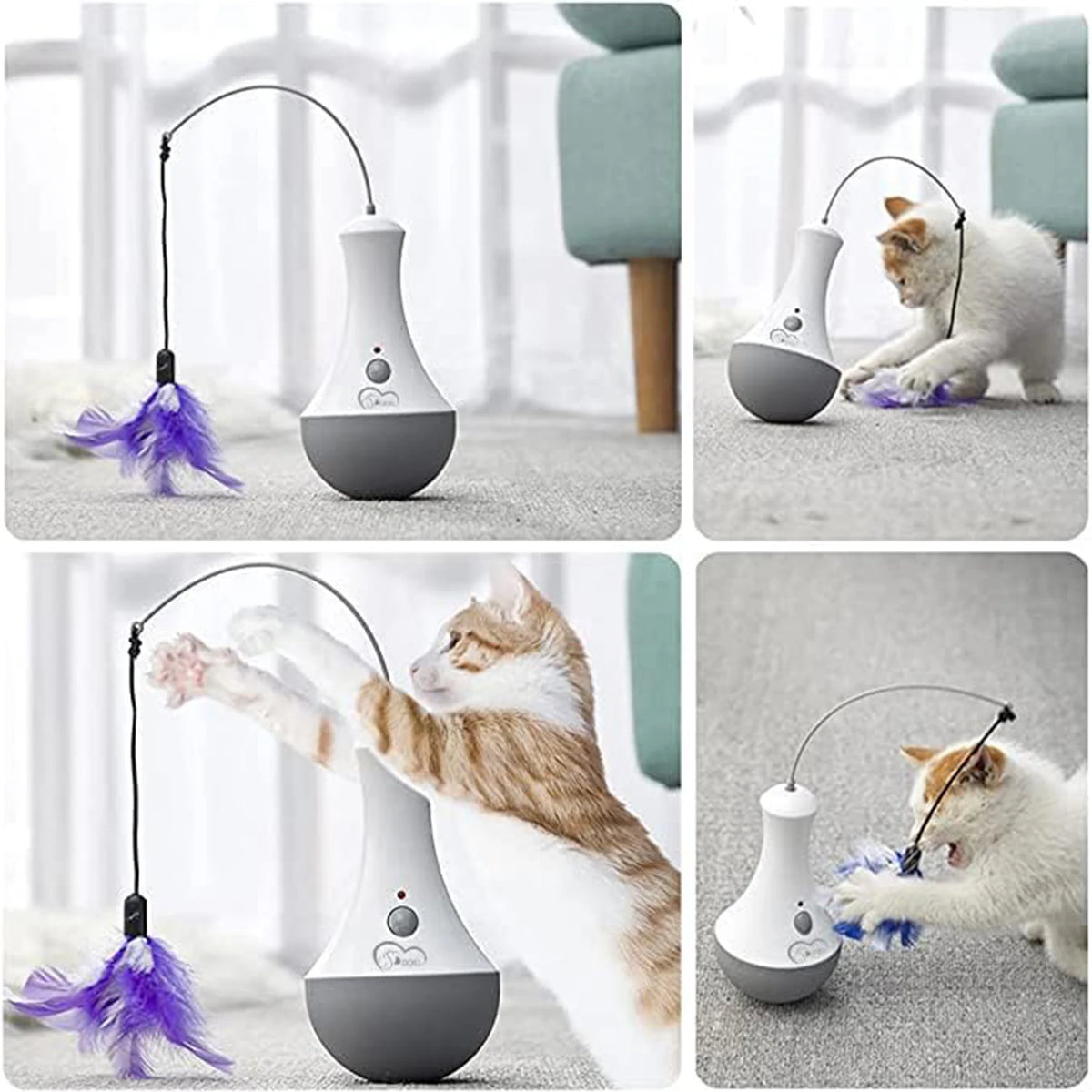 Interactive Feather Teaser Toy for Cats and Kittens Indoor Play