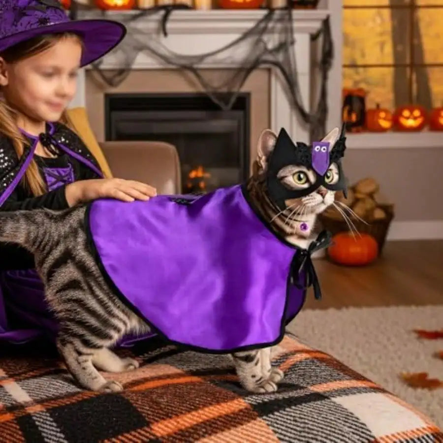 Halloween Vampire Cape Costume With Bat Mask For Pets