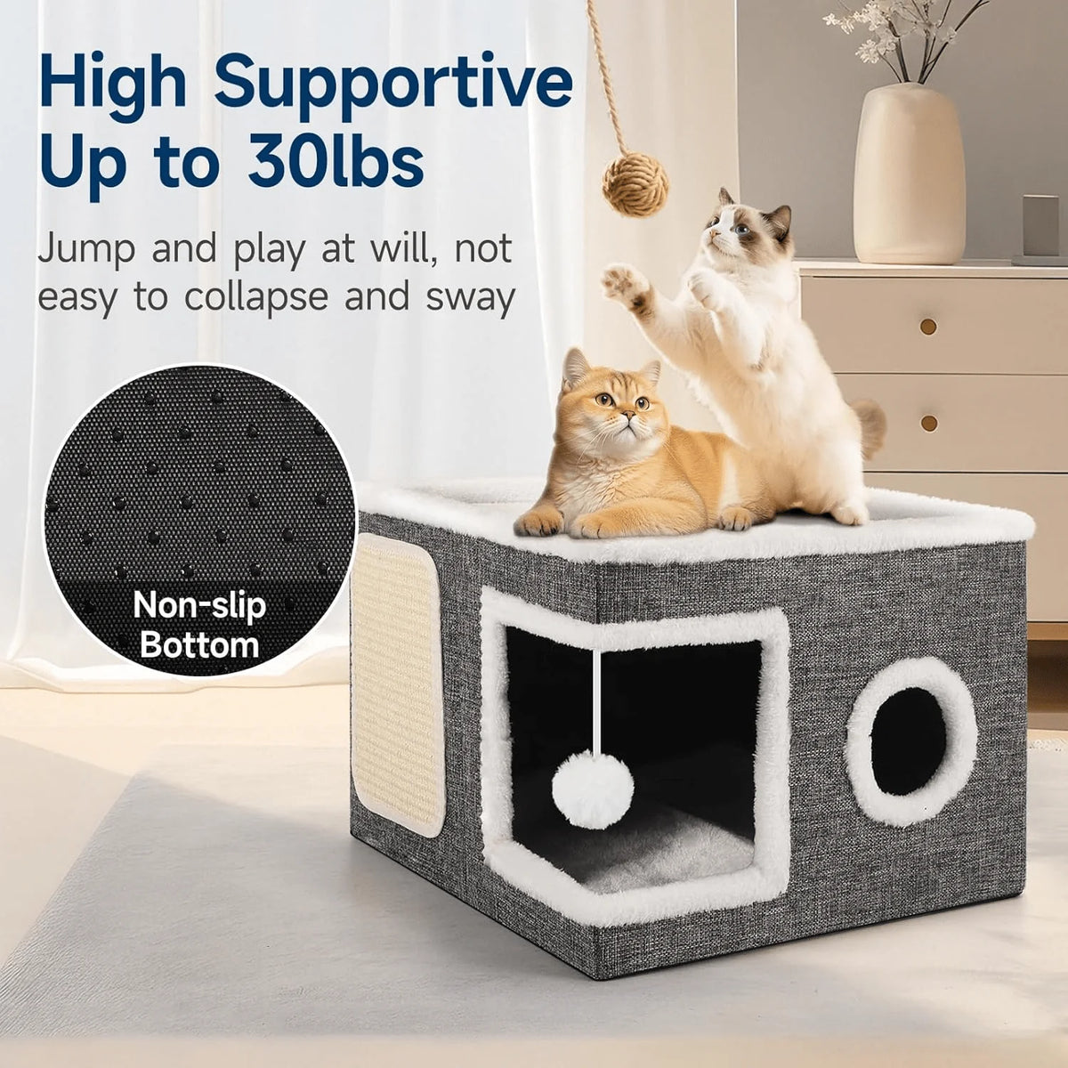 Cozy Indoor Cat House With Large Entrance And Soft Cushion