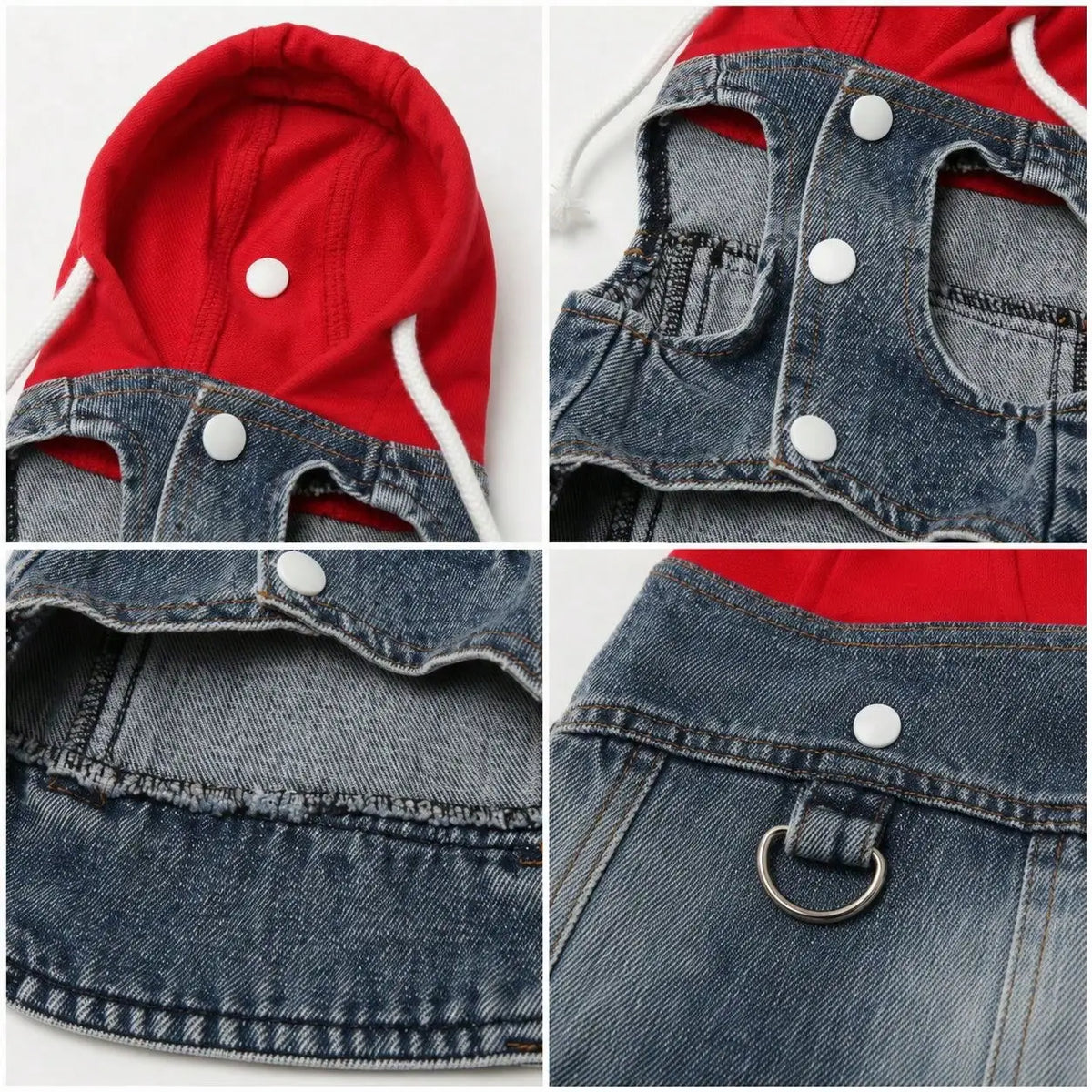 Pet Denim Hoodie Vest With Drawstring For Dogs And Cats