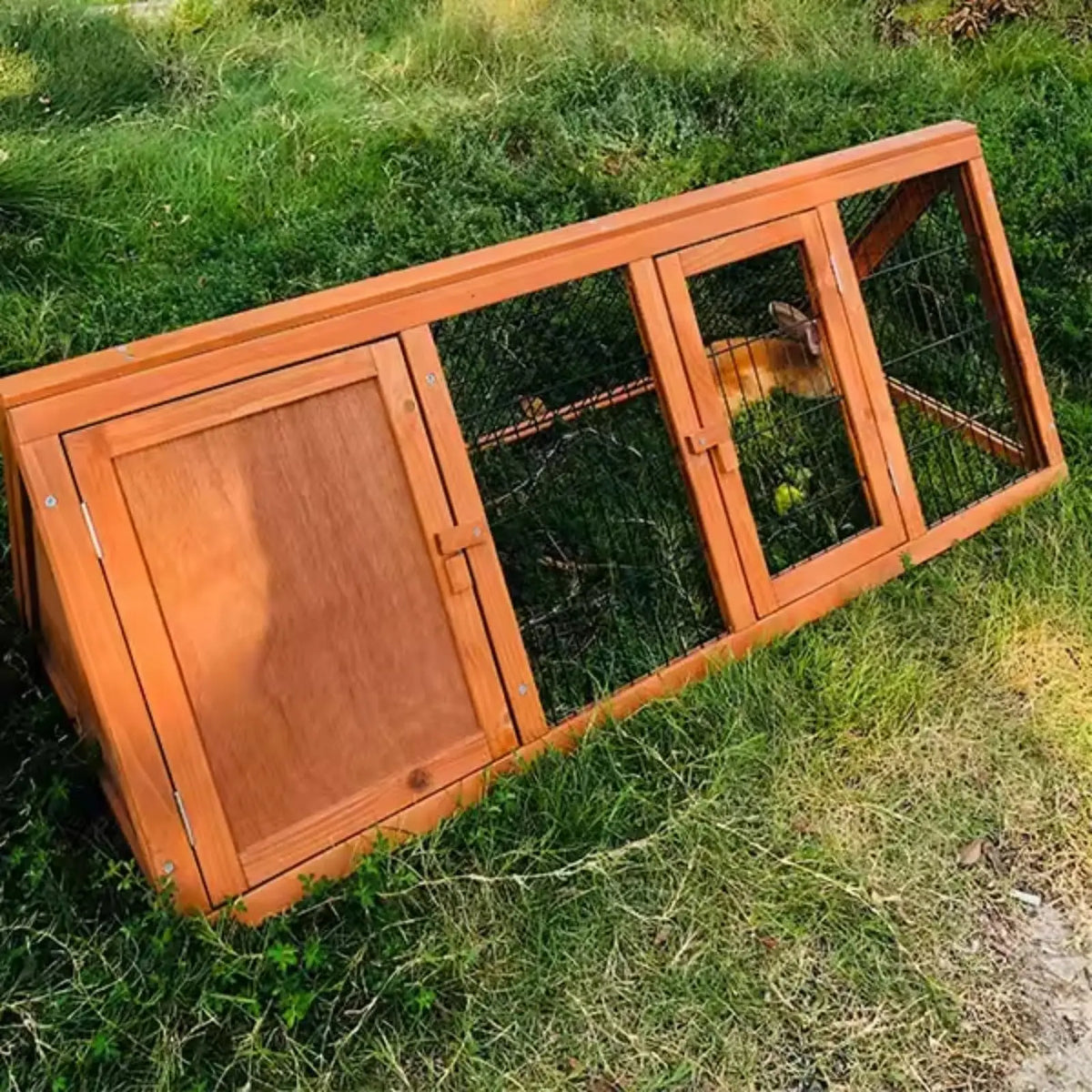 HiMISS Wooden Rabbit Hutch With Run And Easy Clean Design