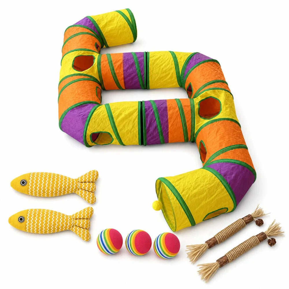Zoe Connectable Cat Tunnel Maze With Peek Holes And Toys