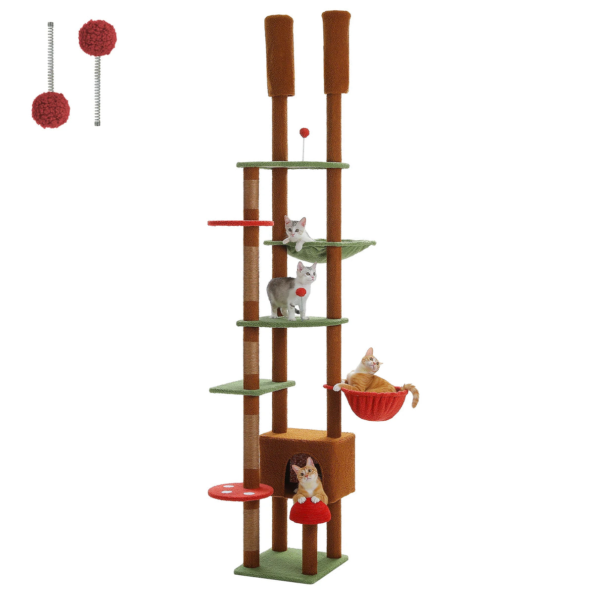 PAWZ Road Wooden Cat Tree With Hammock And Sisal Scratching Posts