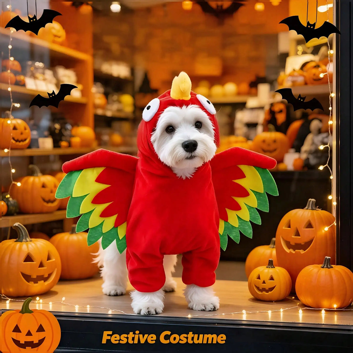 Halloween Pet Turkey Standing Costume With Colorful 3D Wings