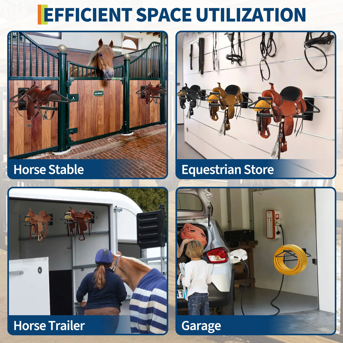 Heavy Duty Wall Mounted Saddle Rack With Double Pad Bar