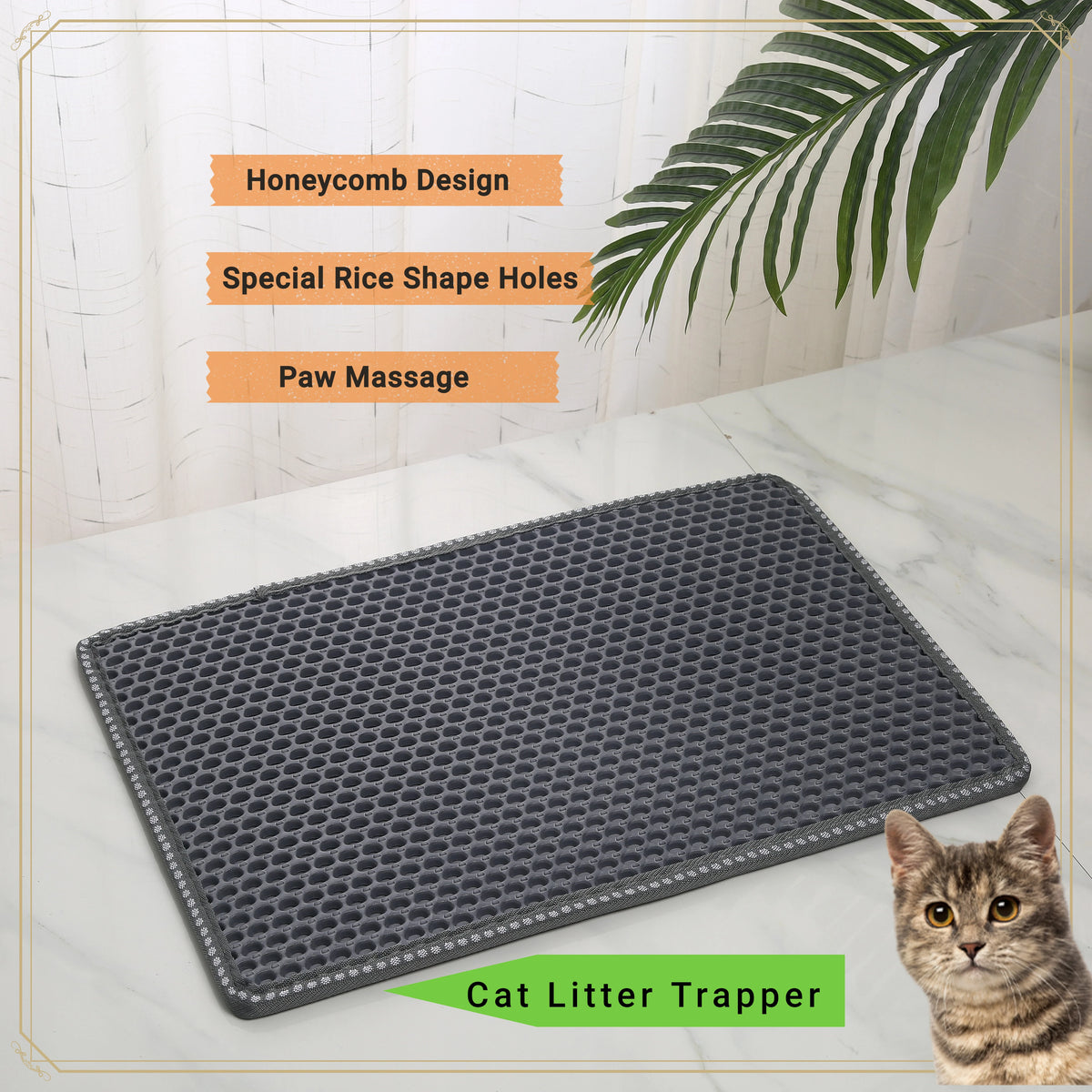 Double Layer Cat Litter Mat With Waterproof Scatter Protection