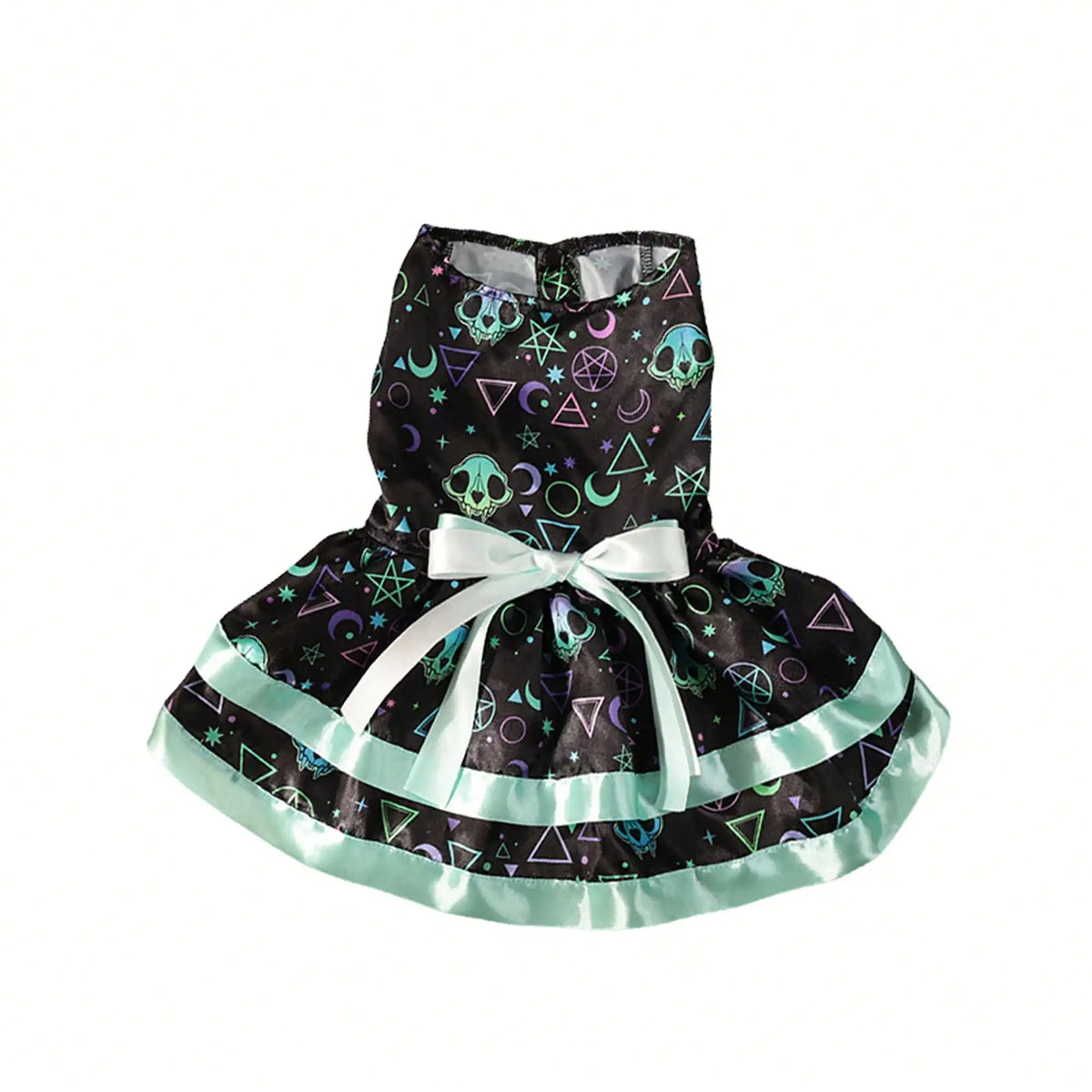 Funny Halloween Pumpkin and Skull Print Dog Dress with Bowknot