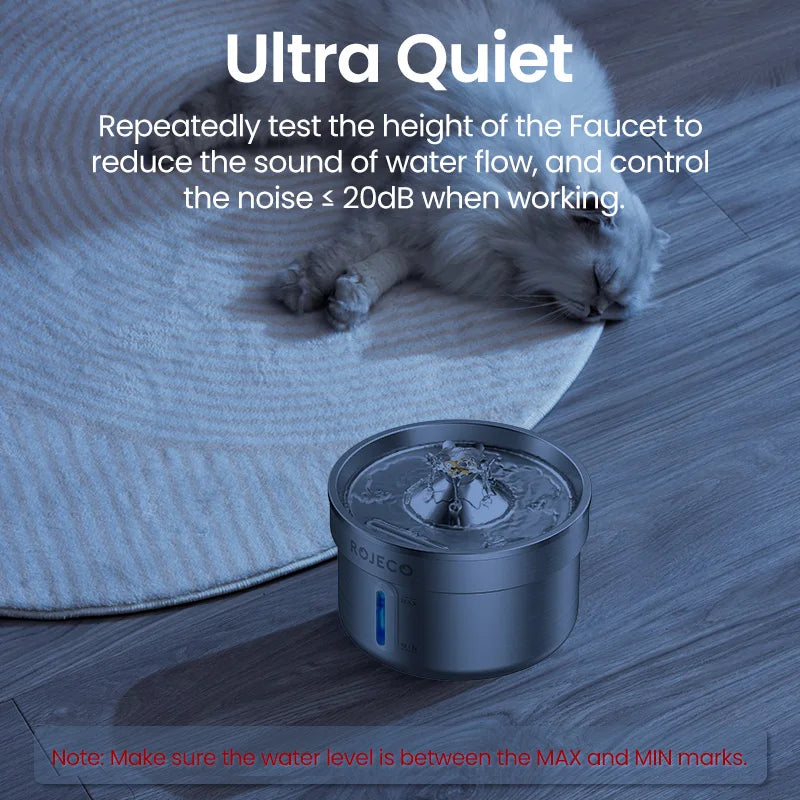 ROJECO Stainless Steel Cat Water Fountain Filters 2L Automatic Pet Water Dispenser Smart Drinking Fountain for Cat Dog Supplies