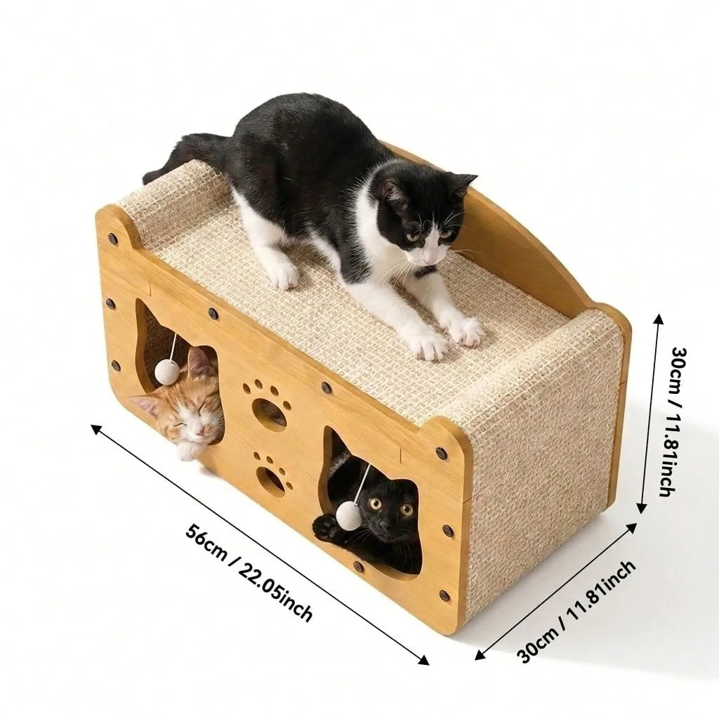 Double Layer Cat Scratcher House With Durable Woven Scratch Pad
