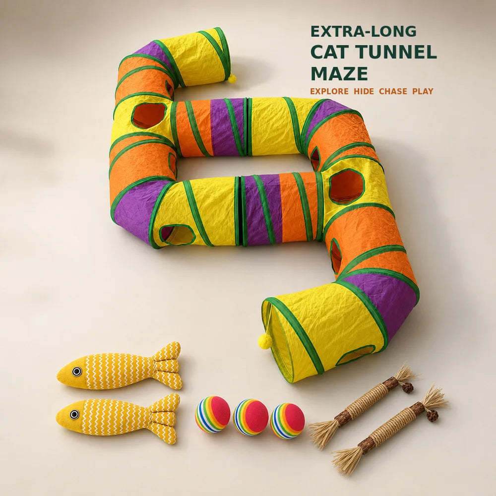 Zoe Connectable Cat Tunnel Maze With Peek Holes And Toys