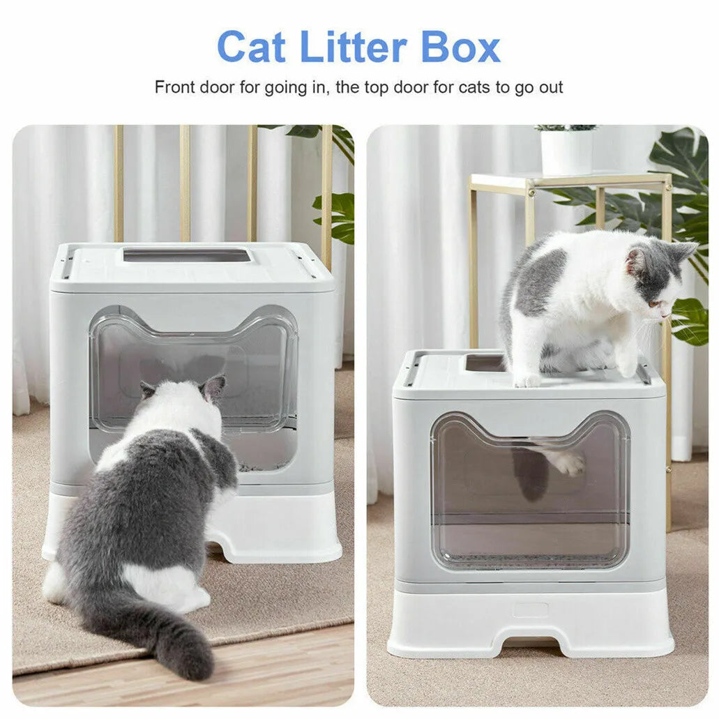 Easy Cleaning Cat Litter Box Large Cat Pan Drawer Anti-Splashing Cat Potty Toilet Tray with Scoop