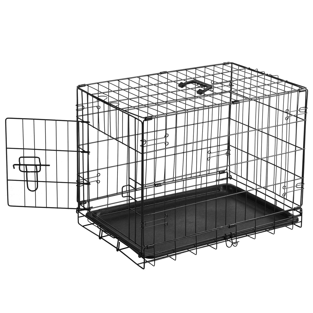 JHK Folding Wire Dog Kennel With Leak Proof Pan Tray