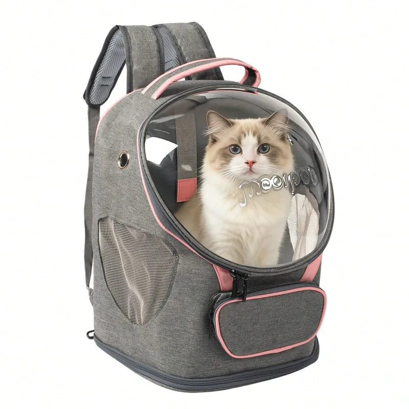 Foldable Breathable Transparent Pet Carrier Backpack for Cats and Dogs