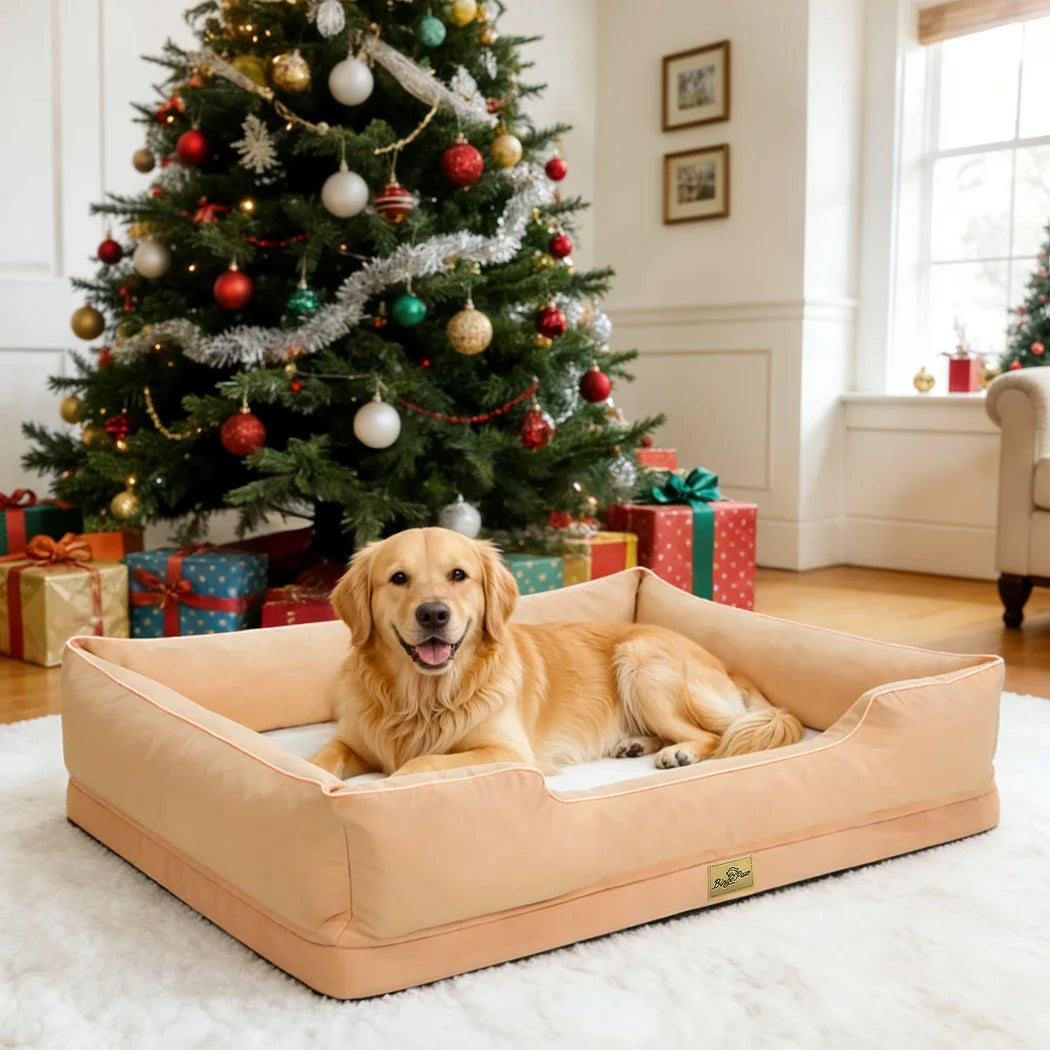 BORWART Orthopedic Dog Bed Soft Bolster Support For Calming Comfort