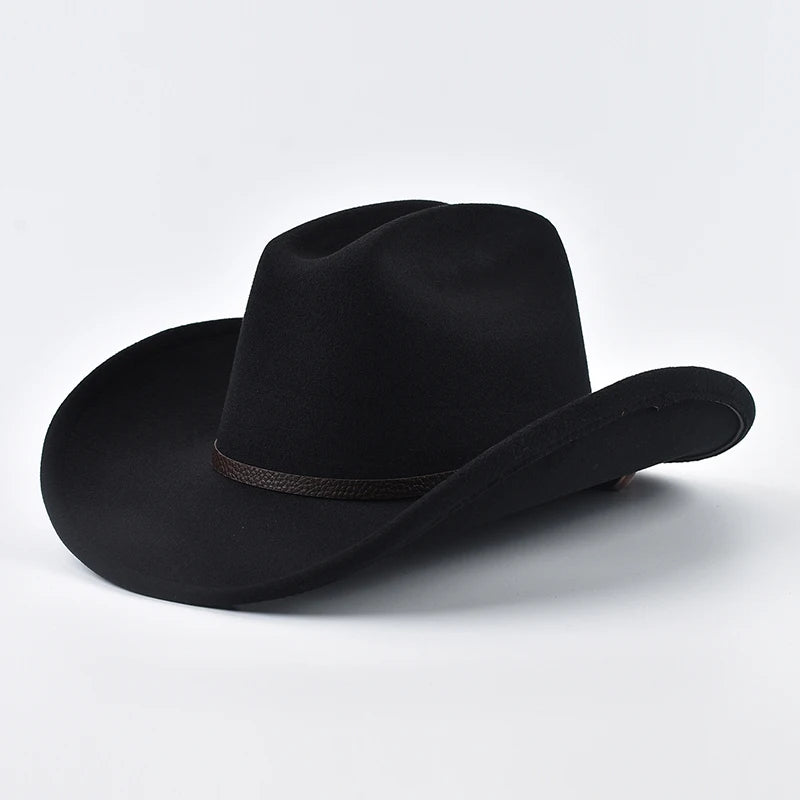 Unisex Western Cowboy Hat With Vintage Wide Brim Design