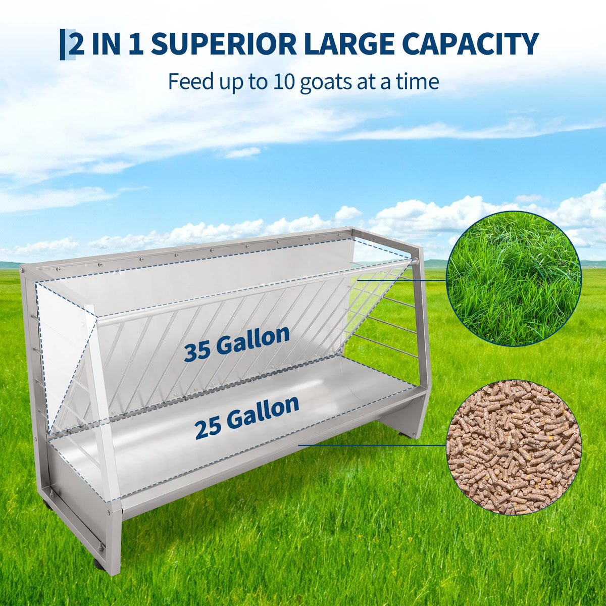 HiMISS Heavy Duty Galvanized Steel Hay And Grain Livestock Feeder
