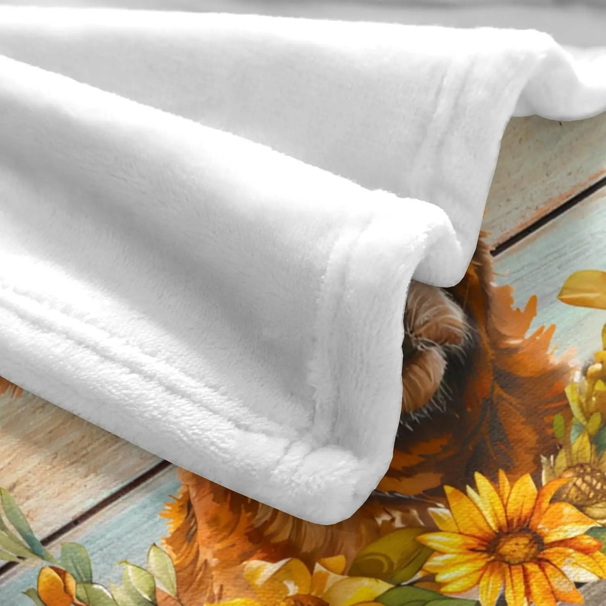 Highland Cow Sunflower Flannel Throw Blanket for Farmhouse Decor
