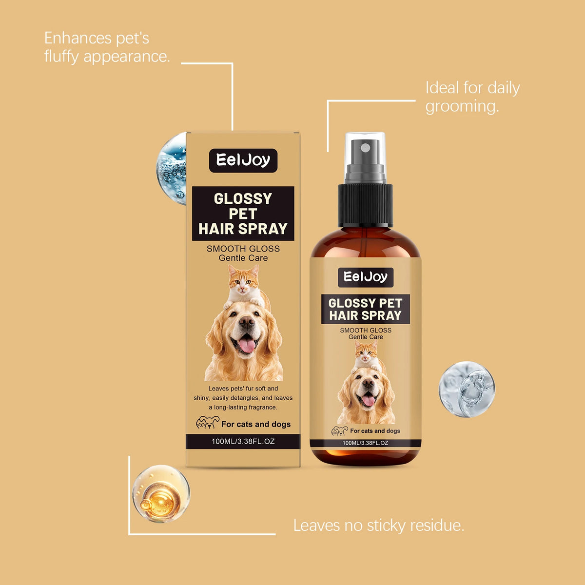 Gentle Pet Hair Care Spray For Smooth Glossy Coats
