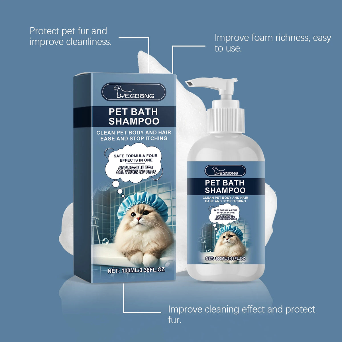 YEGBONG Gentle Pet Shampoo for Dogs and Cats Skin Care