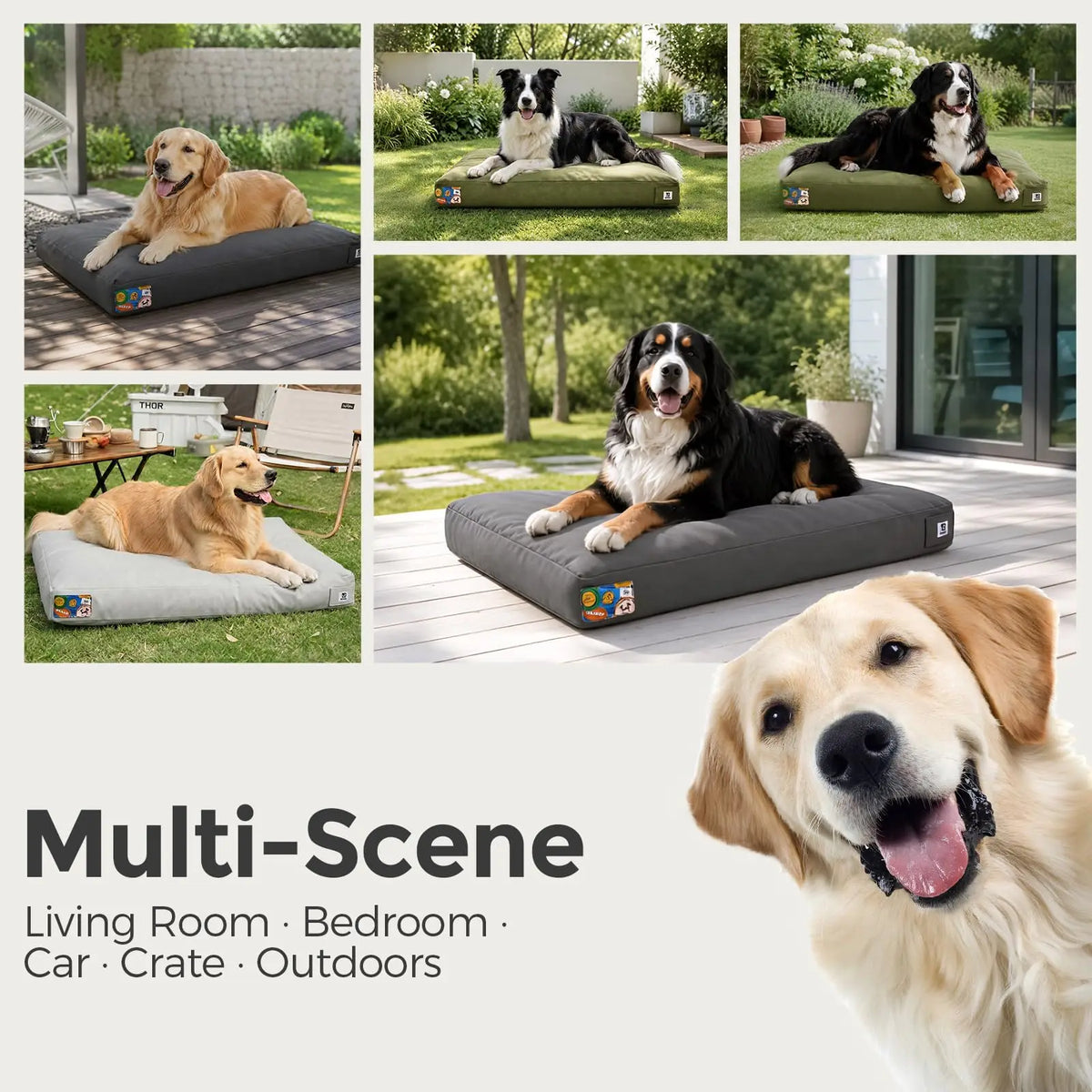 Indestructible Waterproof Canvas Dog Bed With Removable Washable Cover