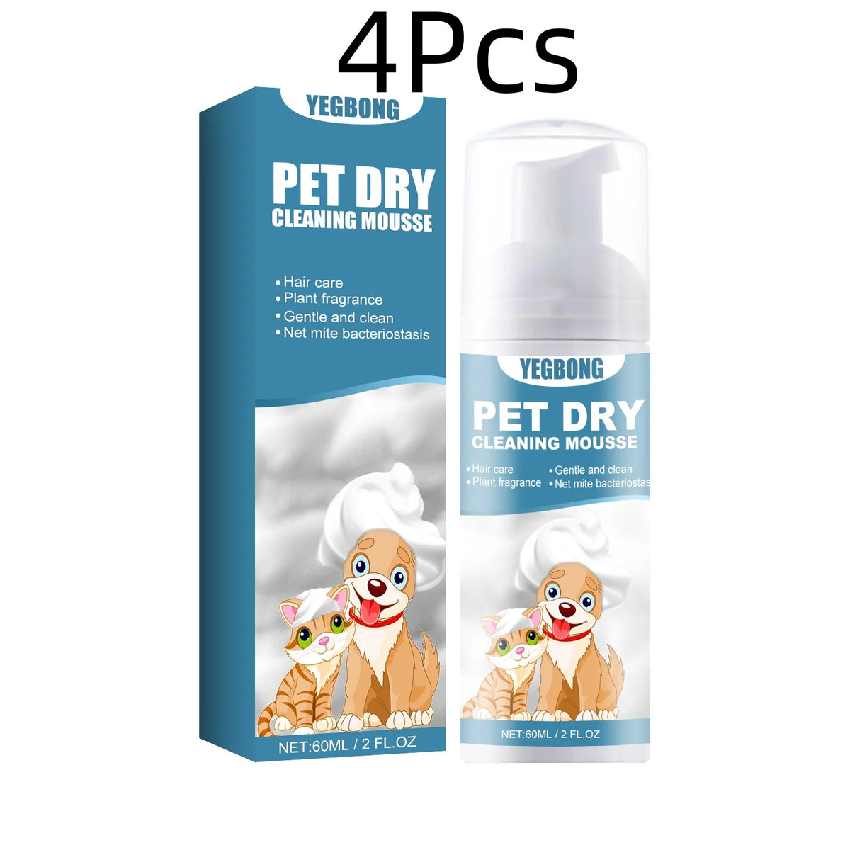 YEGBONG Pet Dry Shampoo Mousse for Gentle Skin Cleansing