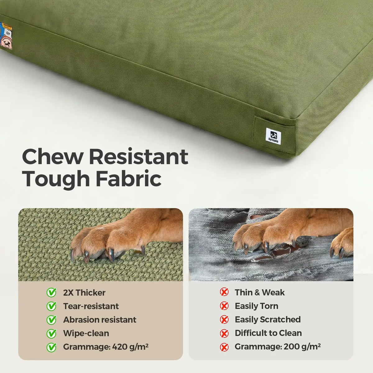 Indestructible Waterproof Canvas Dog Bed With Removable Washable Cover