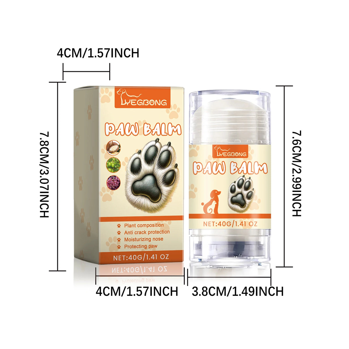 YEGBONG Moisturizing Paw Balm Stick for Dogs and Cats