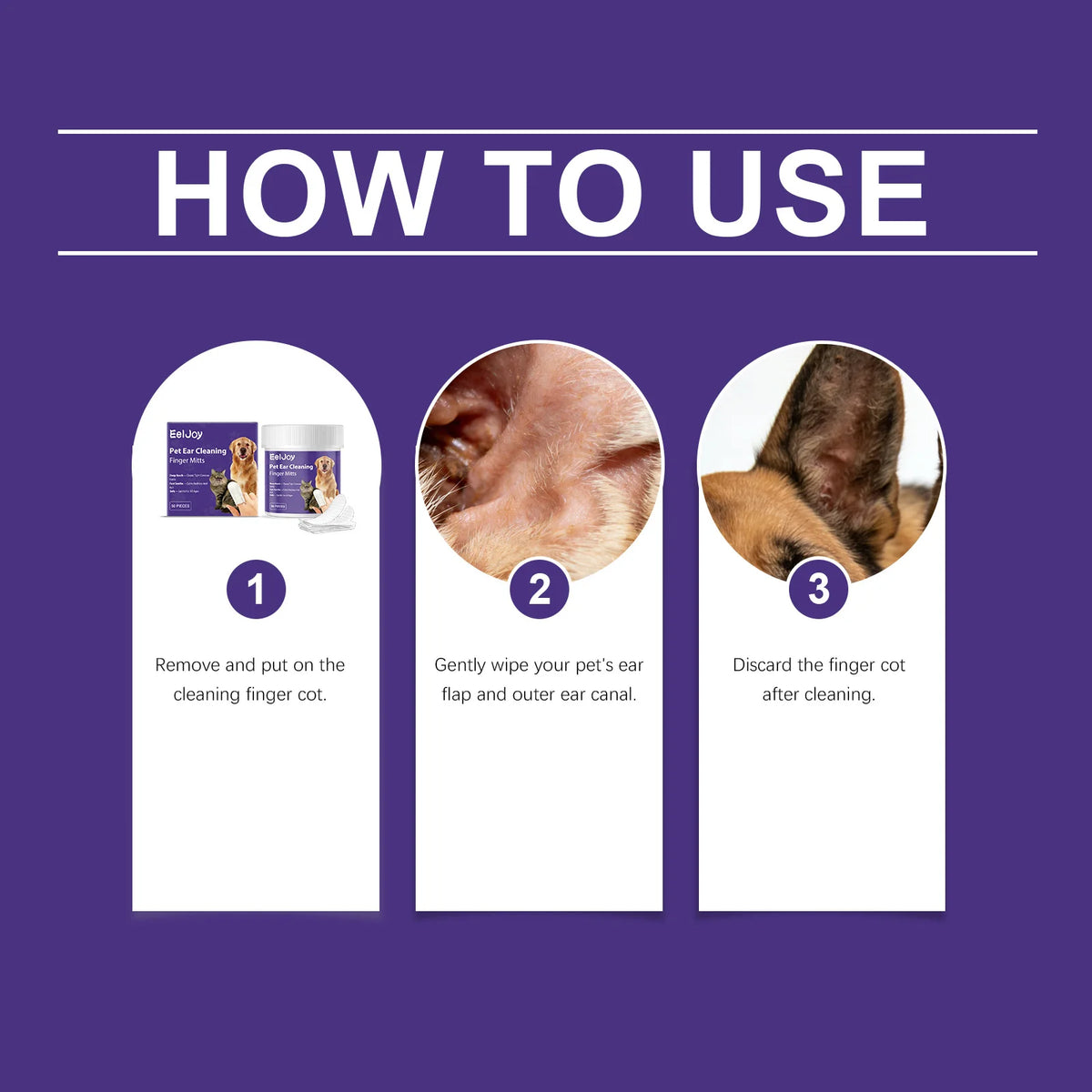 Gentle Pet Ear Cleaning Finger Wipes for Dogs and Cats